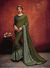 Green Colour Latest Collection Fancy Party Wear Animal Print Fabric Frill  Designer Lycra Value Addition Saree Collection 11307